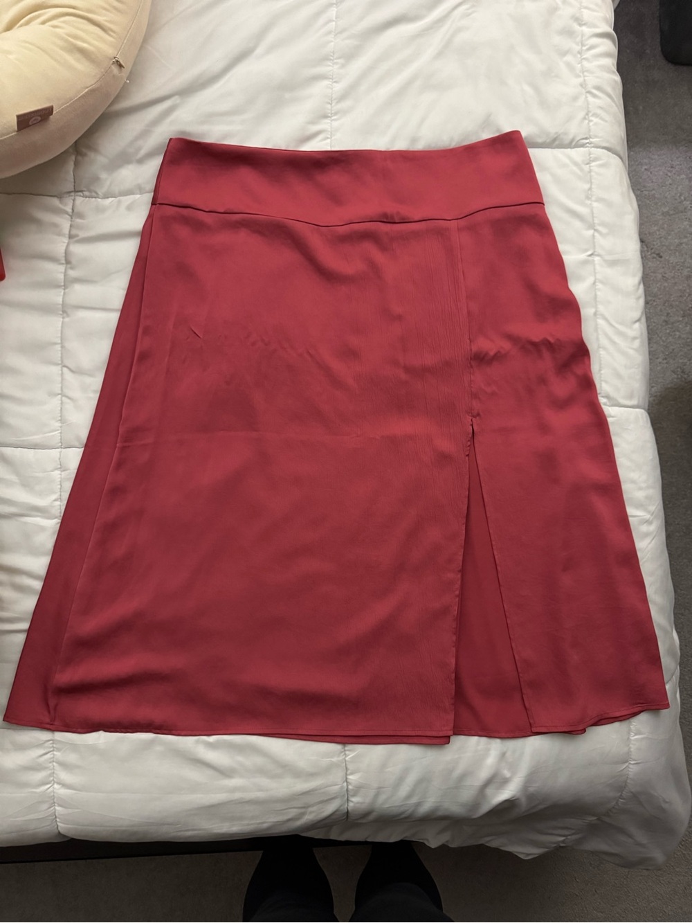 Express Rose-Red A-Line Skirt with Front Slit